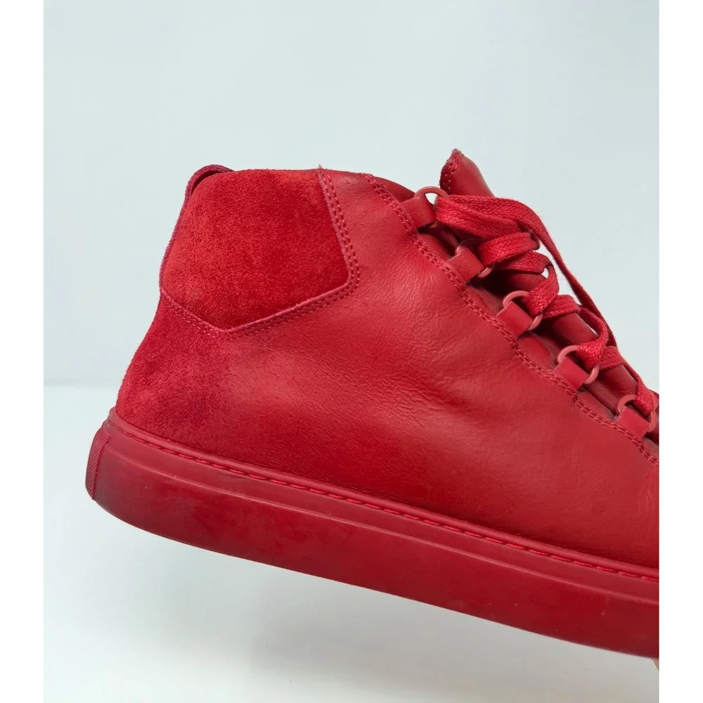 Balenciaga Arena High Top Sneaker Red Leather & Suede Size 10 US 43 EU